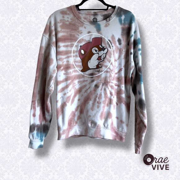 Buc-ees Sweaters - Buc-ee's Crew Neck Sweatshirt - Earth Tone Tie-Dye - Women's Size Large
